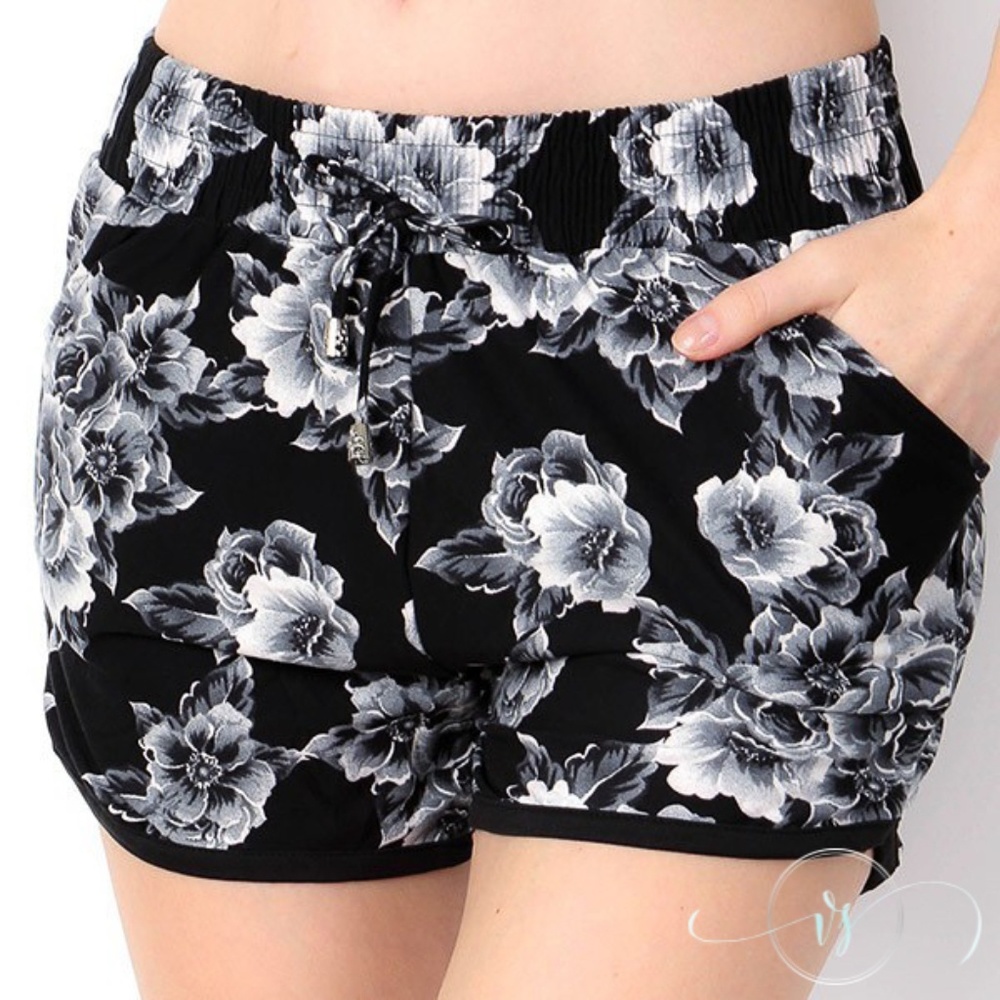 Floral Brushed Knit Shorts